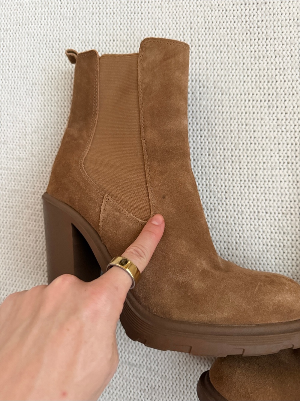 Nine West Ream 2 Chelsea Suede Heeled Boots Brown Size 8.5 - Picture 3 of 8